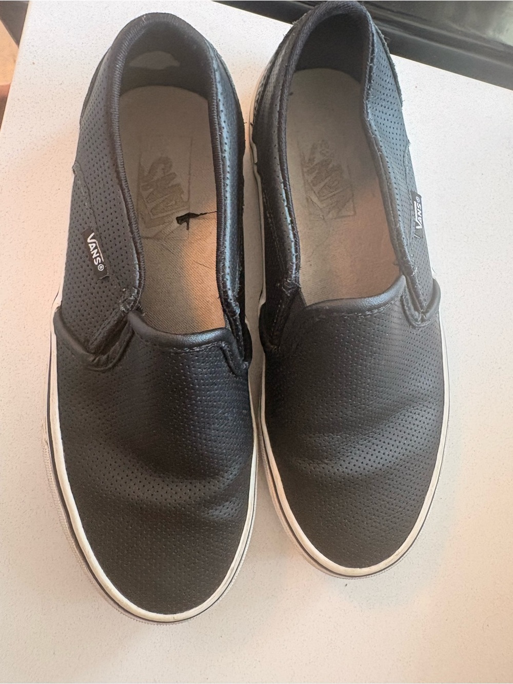 Vans Black Classic Slip-On Perforated Leather